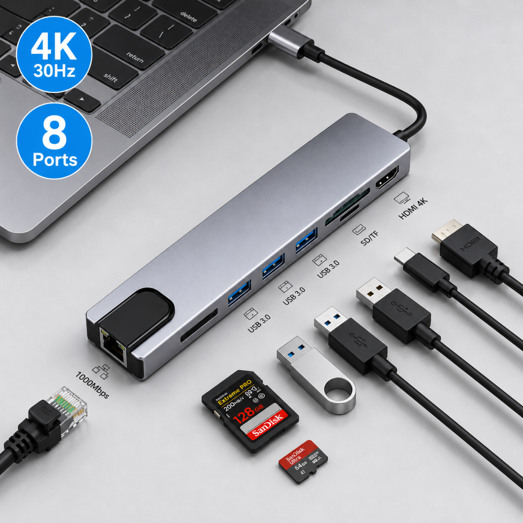 Adaptador Hub 8 En 1 Tipo C